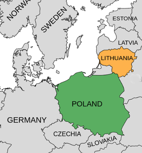 map of Lithuania and Poland