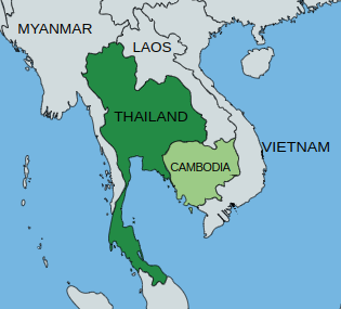 Map of Thailand and Cambodia